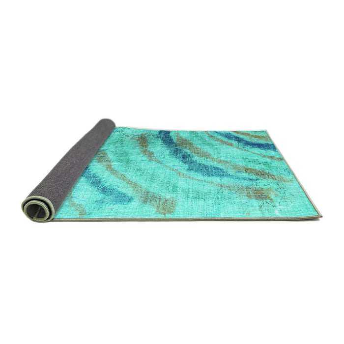 Sideview of Abstract Turquoise Contemporary Rug, con368turq