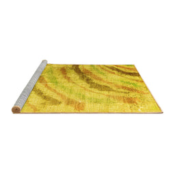 Sideview of Machine Washable Abstract Yellow Contemporary Rug, wshcon368yw