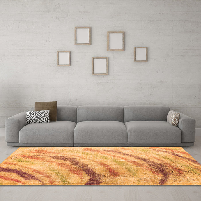 Machine Washable Abstract Orange Contemporary Area Rugs in a Living Room, wshcon368org