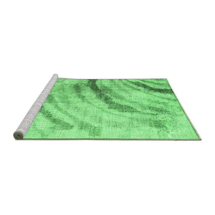 Sideview of Machine Washable Abstract Emerald Green Contemporary Area Rugs, wshcon368emgrn