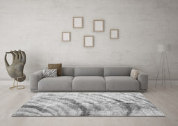 Machine Washable Abstract Gray Contemporary Rug in a Living Room,, wshcon368gry