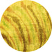 Round Abstract Yellow Contemporary Rug, con368yw