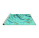 Sideview of Machine Washable Abstract Turquoise Contemporary Area Rugs, wshcon368turq