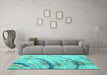 Machine Washable Abstract Turquoise Contemporary Area Rugs in a Living Room,, wshcon368turq