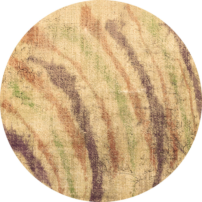 Round Machine Washable Abstract Brown Contemporary Rug, wshcon368brn