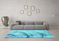 Machine Washable Abstract Light Blue Contemporary Rug, wshcon368lblu