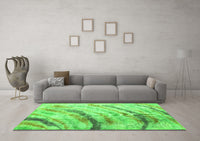 Machine Washable Abstract Green Contemporary Rug, wshcon368grn