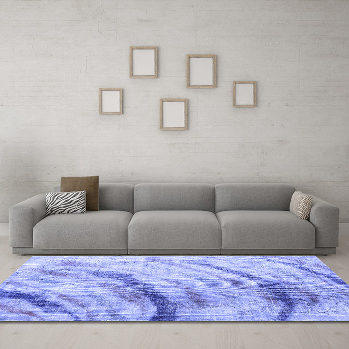 Machine Washable Abstract Blue Contemporary Rug in a Living Room, wshcon368blu