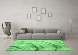 Machine Washable Abstract Emerald Green Contemporary Area Rugs in a Living Room,, wshcon368emgrn