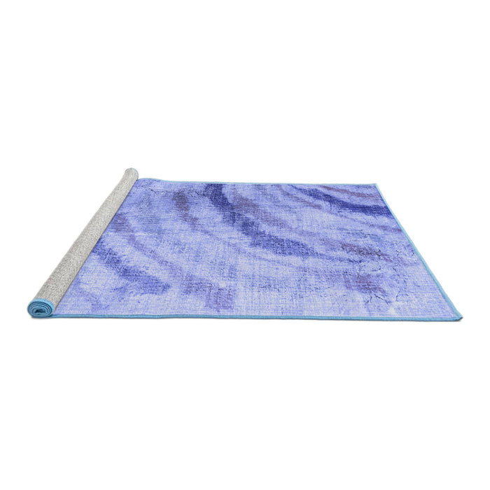 Sideview of Machine Washable Abstract Blue Contemporary Rug, wshcon368blu