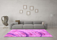 Machine Washable Abstract Pink Contemporary Rug, wshcon368pnk