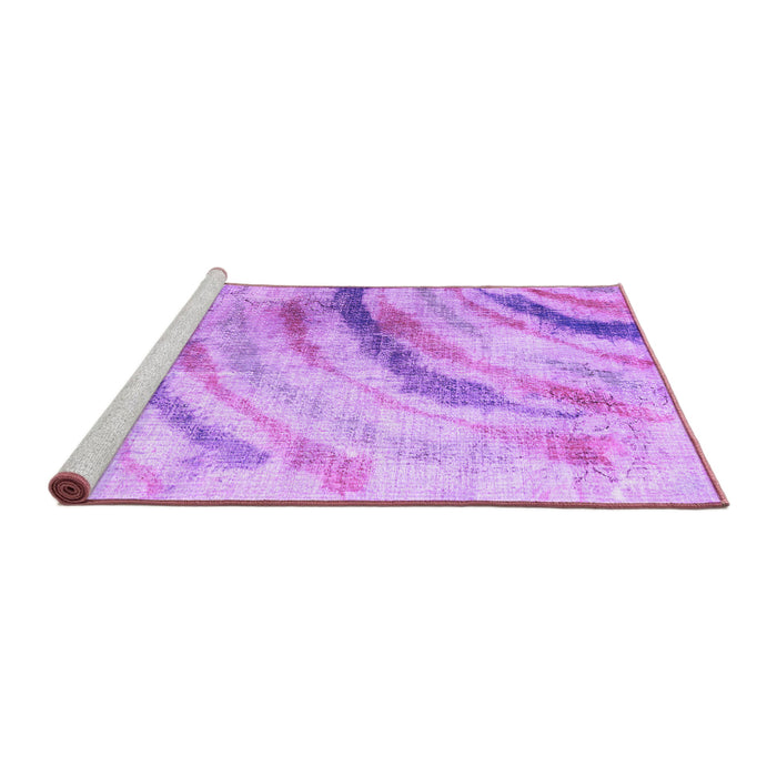 Sideview of Machine Washable Abstract Purple Contemporary Area Rugs, wshcon368pur