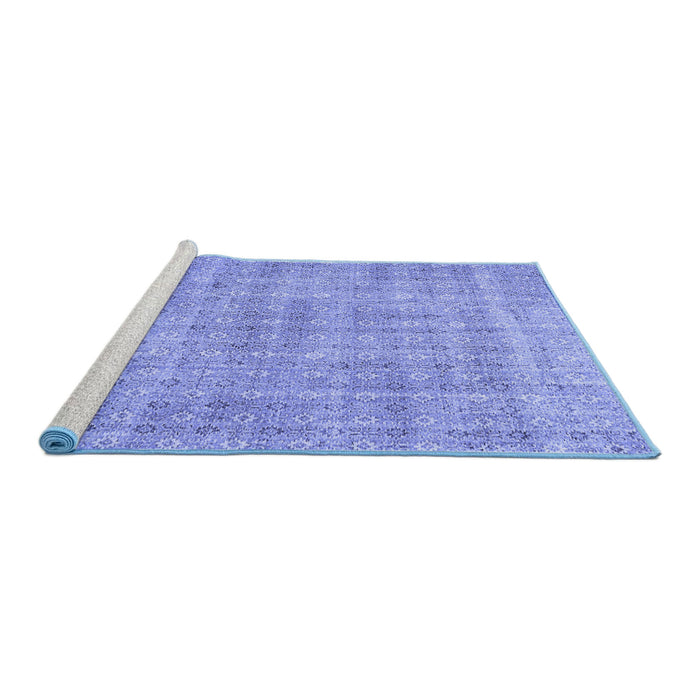 Sideview of Machine Washable Abstract Blue Contemporary Rug, wshcon369blu