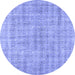 Round Abstract Blue Contemporary Rug, con369blu