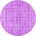 Round Abstract Purple Contemporary Rug, con369pur