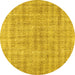 Round Abstract Yellow Contemporary Rug, con369yw