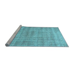 Sideview of Machine Washable Abstract Light Blue Contemporary Rug, wshcon369lblu