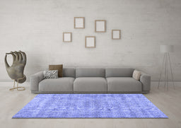 Machine Washable Abstract Blue Contemporary Rug in a Living Room, wshcon369blu