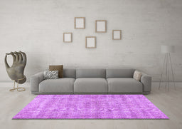Machine Washable Abstract Purple Contemporary Area Rugs in a Living Room, wshcon369pur