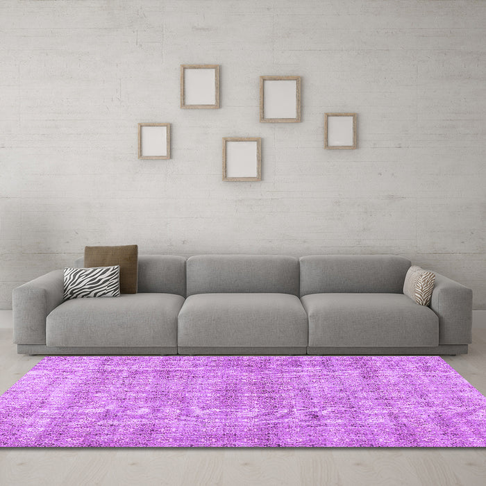 Machine Washable Abstract Purple Contemporary Area Rugs in a Living Room, wshcon369pur