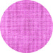 Round Machine Washable Abstract Pink Contemporary Rug, wshcon369pnk