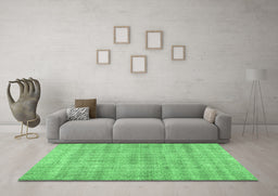 Machine Washable Abstract Emerald Green Contemporary Area Rugs in a Living Room,, wshcon369emgrn