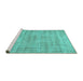 Sideview of Machine Washable Abstract Turquoise Contemporary Area Rugs, wshcon369turq