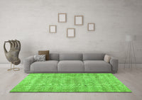 Machine Washable Abstract Green Contemporary Rug, wshcon369grn