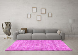 Machine Washable Abstract Pink Contemporary Rug in a Living Room, wshcon369pnk