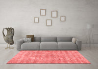 Machine Washable Abstract Red Contemporary Rug, wshcon369red