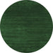 Round Abstract Emerald Green Contemporary Rug, con36emgrn