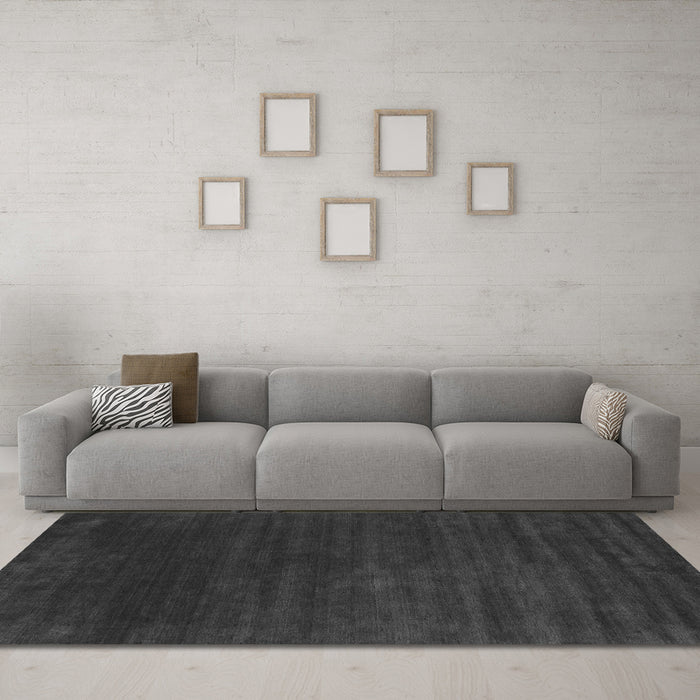 Machine Washable Abstract Gray Contemporary Rug in a Living Room,, wshcon36gry