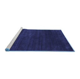 Sideview of Machine Washable Abstract Blue Contemporary Rug, wshcon36blu