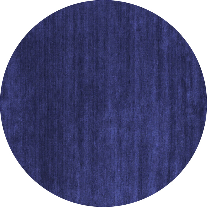 Round Abstract Blue Contemporary Rug, con36blu