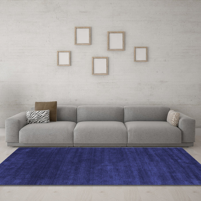 Machine Washable Abstract Blue Contemporary Rug in a Living Room, wshcon36blu