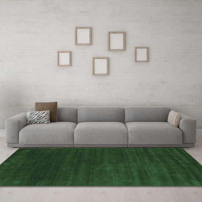Machine Washable Abstract Emerald Green Contemporary Area Rugs in a Living Room,, wshcon36emgrn