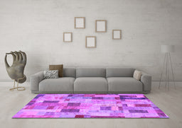 Machine Washable Patchwork Purple Transitional Area Rugs in a Living Room, wshcon370pur
