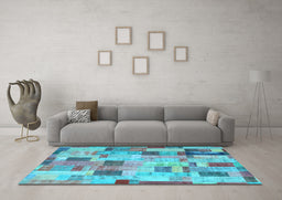 Machine Washable Patchwork Light Blue Transitional Rug in a Living Room, wshcon370lblu
