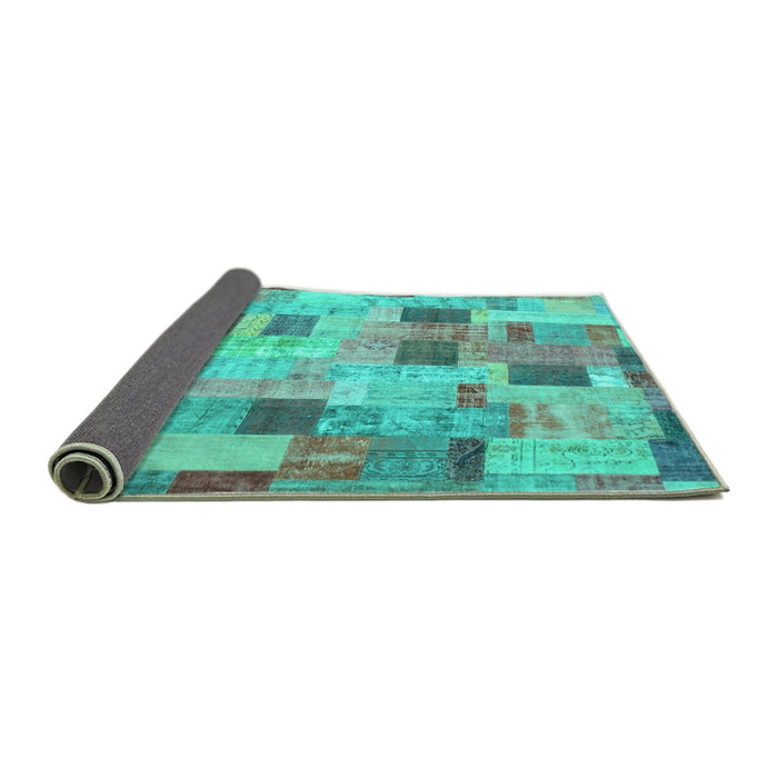 Sideview of Patchwork Turquoise Transitional Rug, con370turq