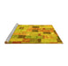 Sideview of Machine Washable Patchwork Yellow Transitional Rug, wshcon370yw