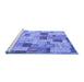 Sideview of Machine Washable Patchwork Blue Transitional Rug, wshcon370blu