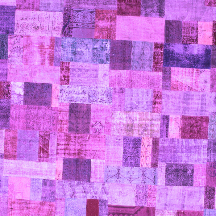 Square Patchwork Purple Transitional Rug, con370pur