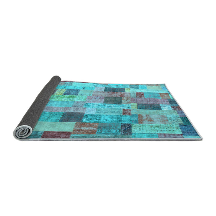 Sideview of Patchwork Light Blue Transitional Rug, con370lblu