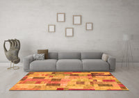 Machine Washable Patchwork Orange Transitional Rug, wshcon370org