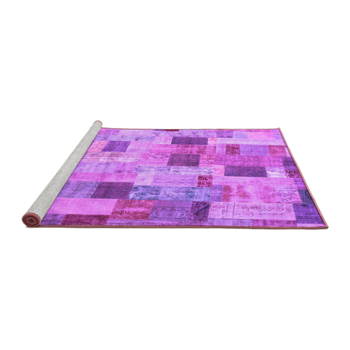 Sideview of Machine Washable Patchwork Purple Transitional Area Rugs, wshcon370pur