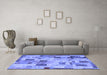 Machine Washable Patchwork Blue Transitional Rug in a Living Room, wshcon370blu