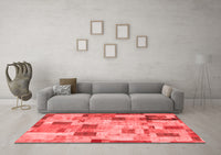 Machine Washable Patchwork Red Transitional Rug, wshcon370red