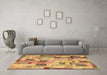 Machine Washable Patchwork Brown Transitional Rug in a Living Room,, wshcon370brn