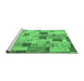 Sideview of Machine Washable Patchwork Emerald Green Transitional Area Rugs, wshcon370emgrn