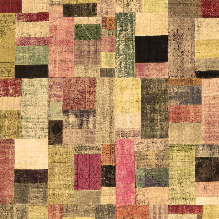 Patchwork Brown Transitional Rug, con371brn